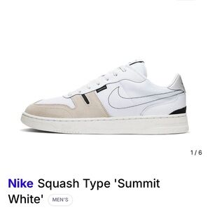 Nike Squash Type Low Top Sneakers in White & Beige